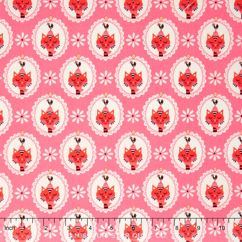 Vintage Kitchen - Cat Pink Yardage