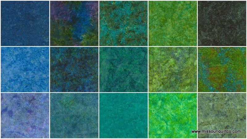 Malam Batiks Lagoon Pixie Strips