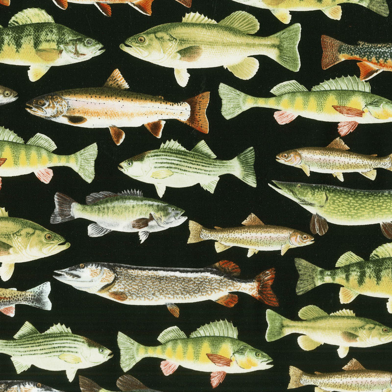 Gone Fishing - Fish Black Yardage