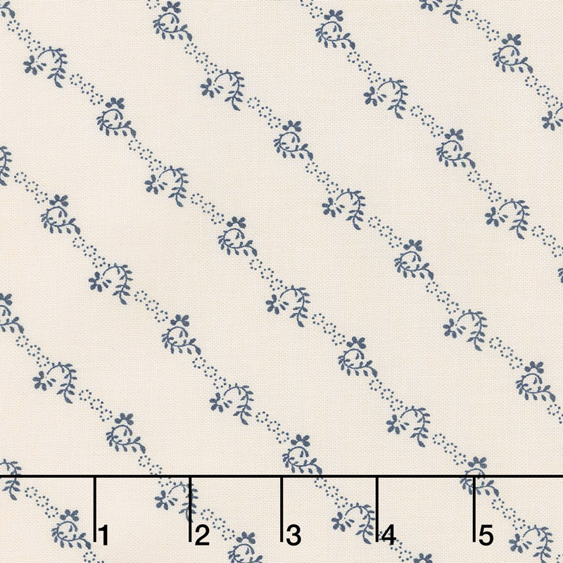 Abigail Blue - Diagonal Stripe Cream Yardage