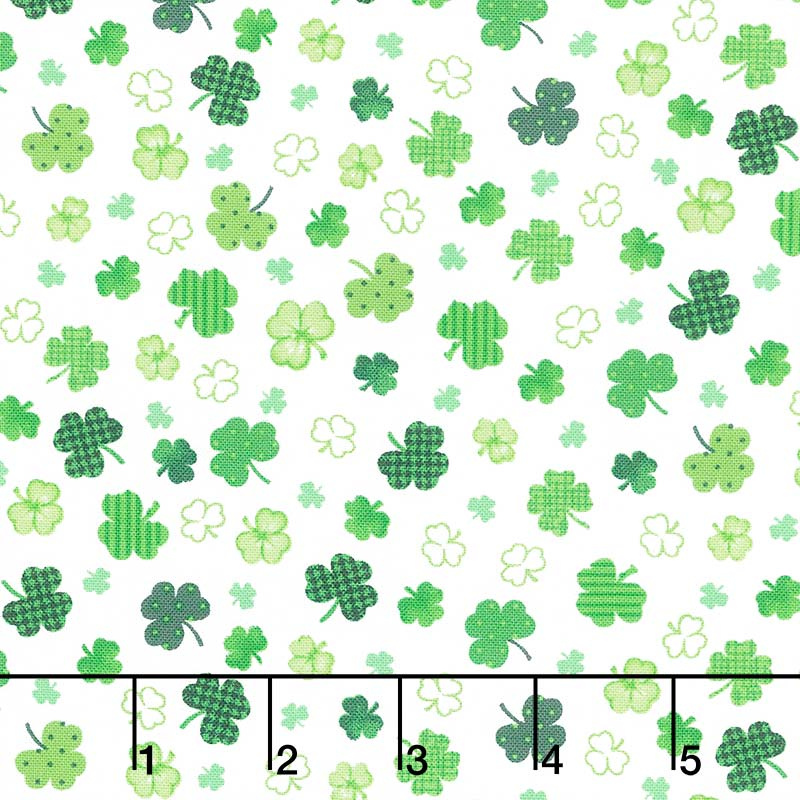 Irish Folk - Shamrocks White Yardage