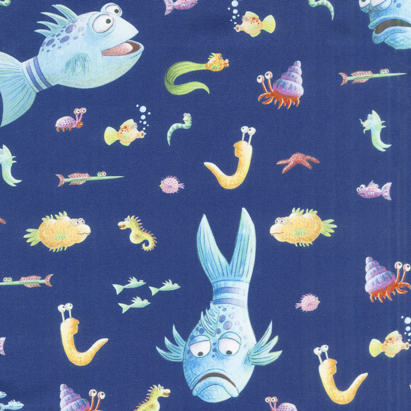 The Pout Pout Fish - Fish Blue Yardage