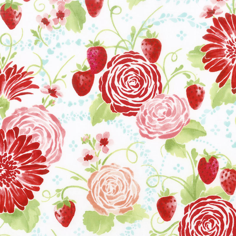 Sugar Berry - Picnic in the Park Radiant Berry with Red Glitter Yardage
