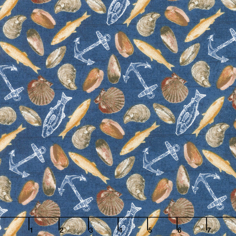 Fresh Catch - Seafood Blue Yardage