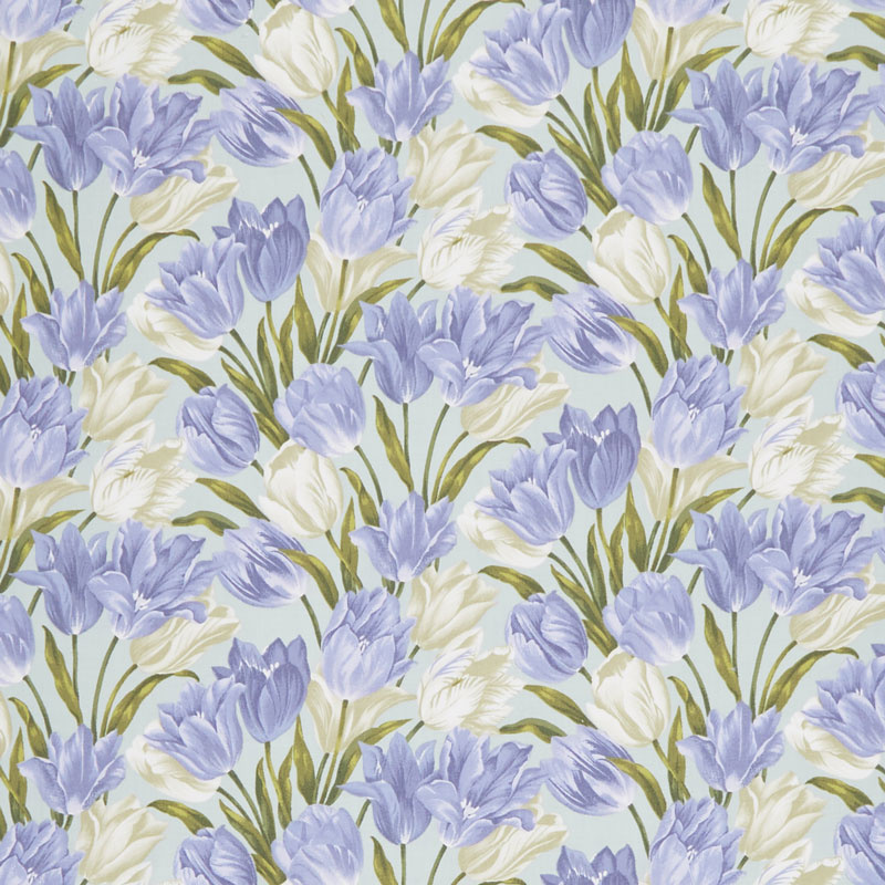 Totally Tulips - Teal Periwinkle Yardage