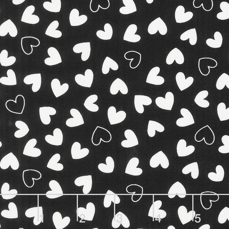 Delilah - Delilah Hearts Black Yardage