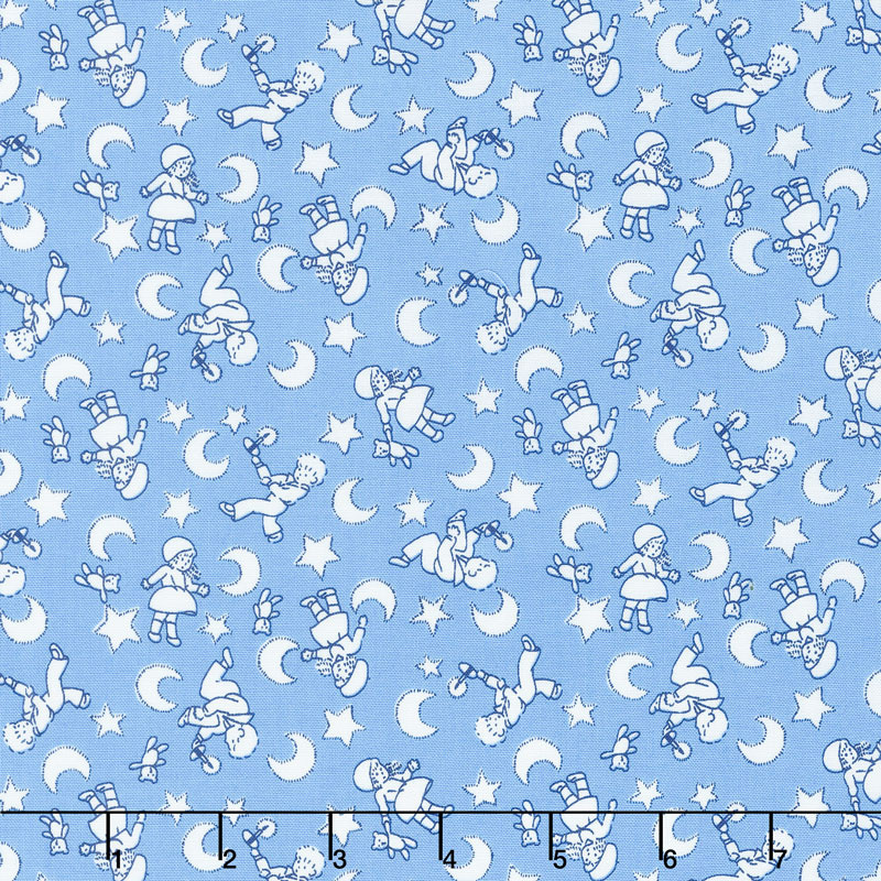 Storybook Sleepytime - Sleepytime Kids Blue Yardage