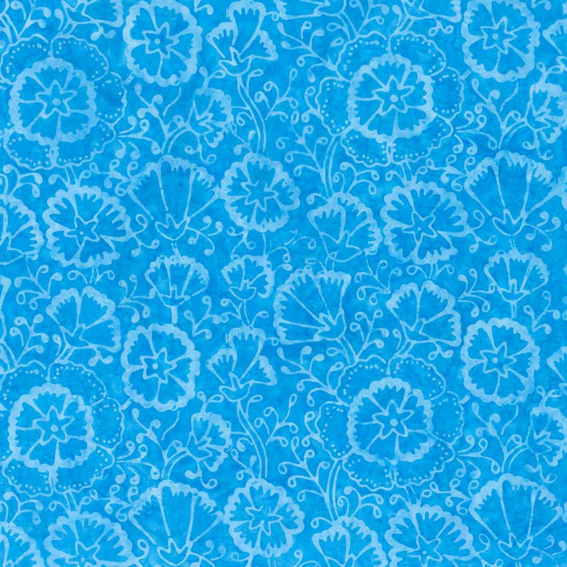 Tonga Batiks - Jump Turquoise Spring Floral Yardage