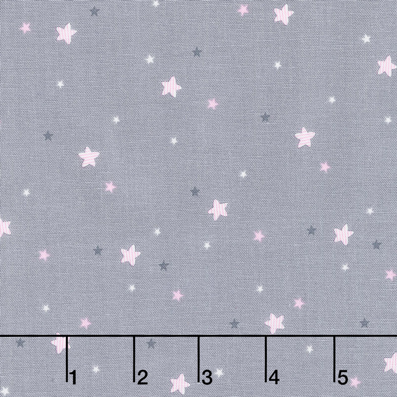 Twinkle Fairies - Sprinkled Stars Dusk Gray Yardage