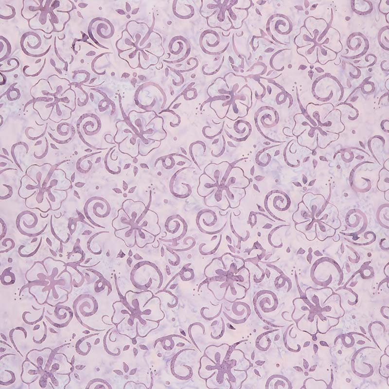 Coastal Getaway Batiks - Lotus Flowers Light Violet Red Yardage