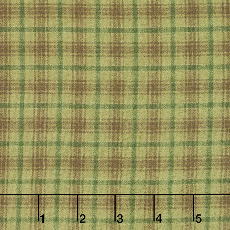 Folk Art Flannels 2 - Printed Plaid Green Yardage