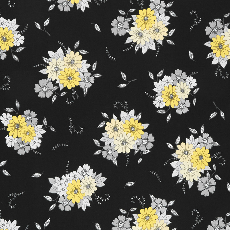 Honey Run - Floral Main Black Yardage