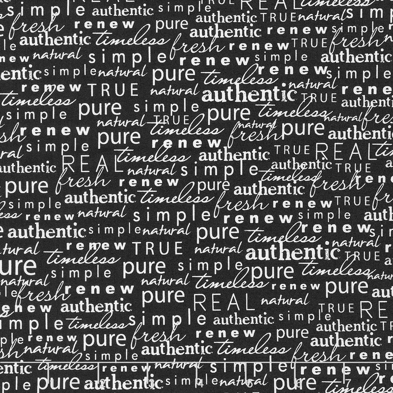 Authentic Etc. - Word Play Black Yardage