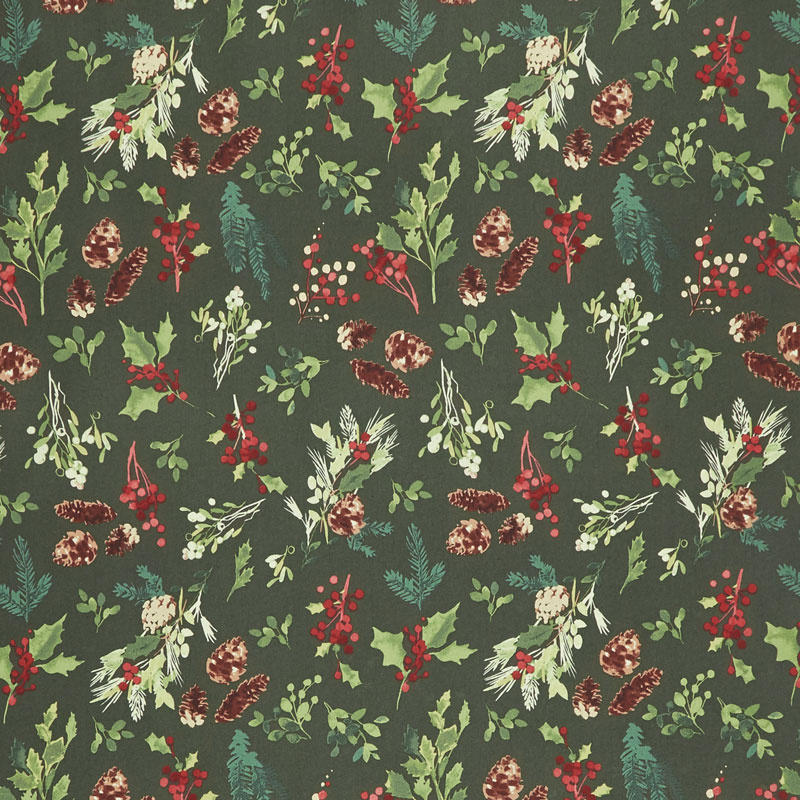 Merry & Bright - Pinecone Toss Dark Forest Metallic Yardage