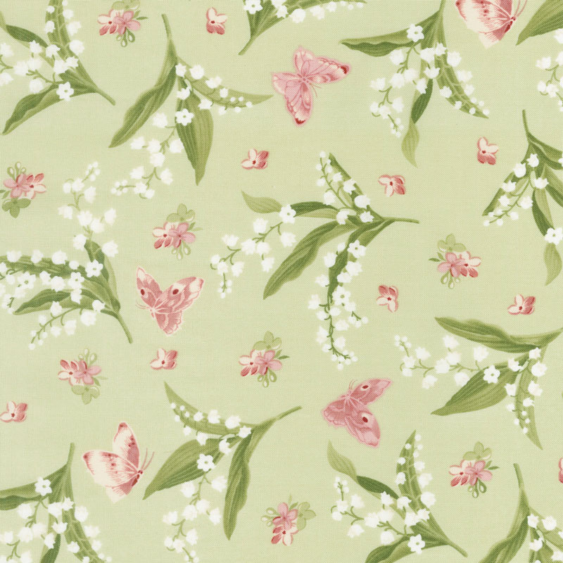 Sensibility - Lilies & Butterflies Green Yardage