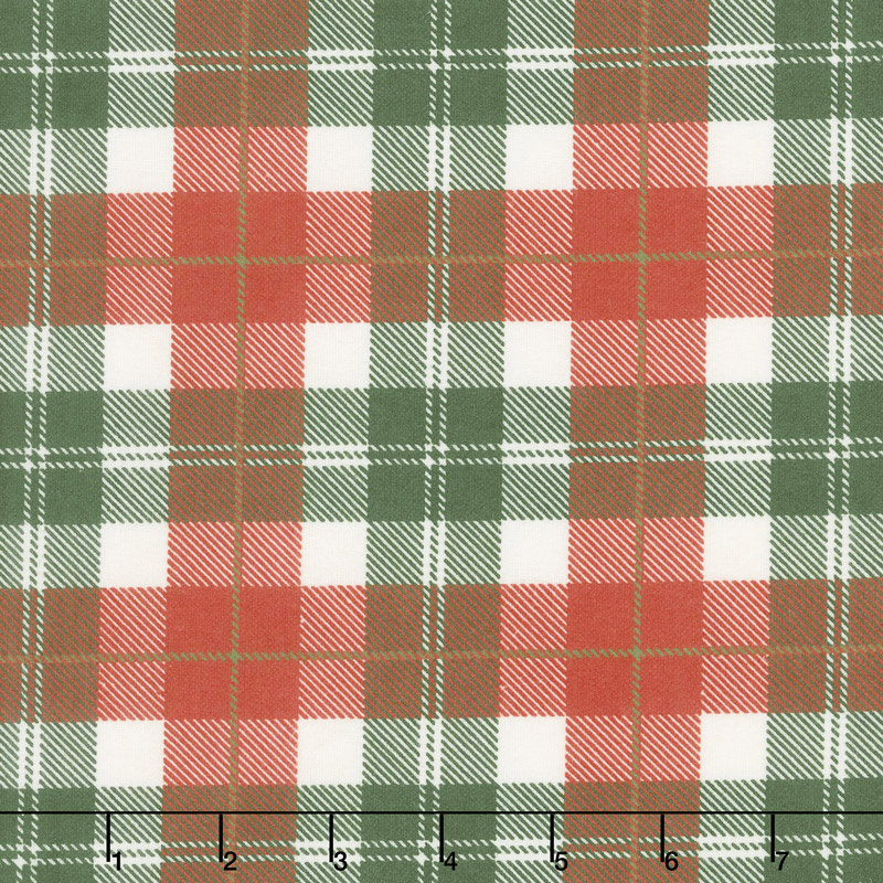 Designer Flannel - Plaid Color Red Green Yardage