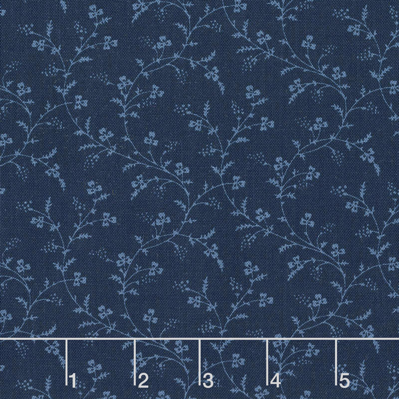 Abigail Blue - Trailing Vines Navy Blue Yardage