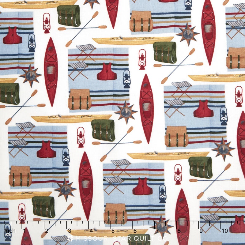 River Journey - Kayaking Cream Yardage