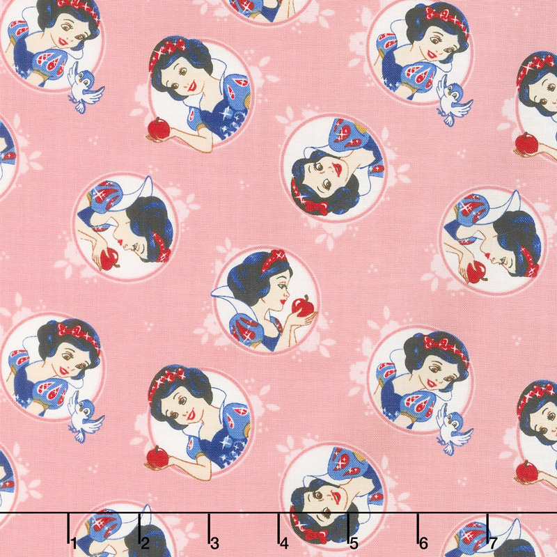 Disney Forever Princess - Snow White in Circles in Light Pink Yardage