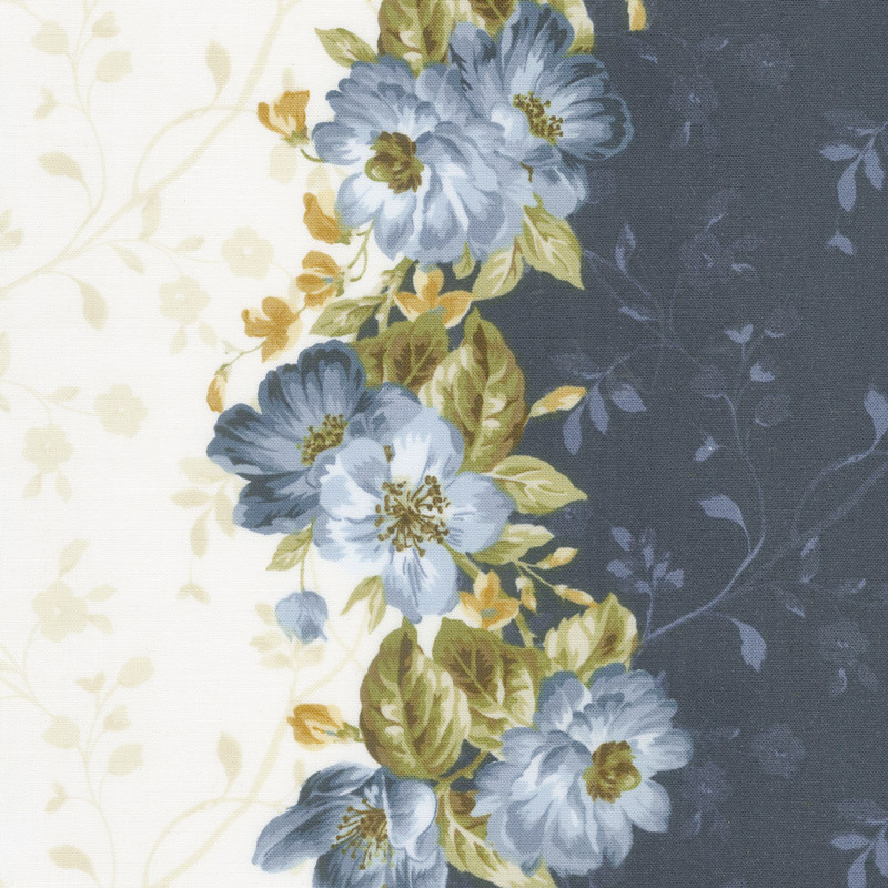 English Countryside - Floral Stripe Natural Yardage