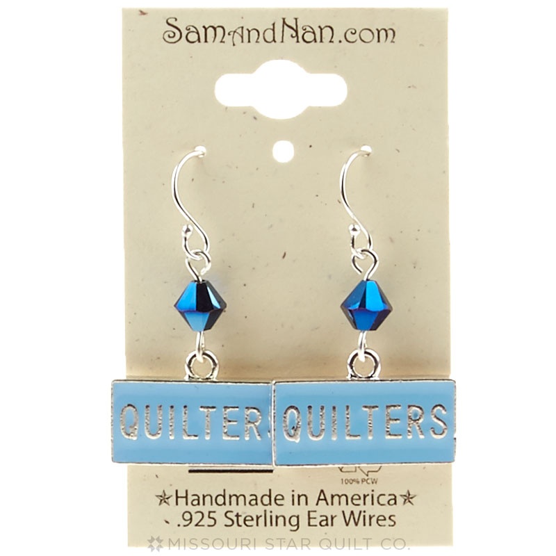 Blue Swarovski Crystal Quilters Earrings