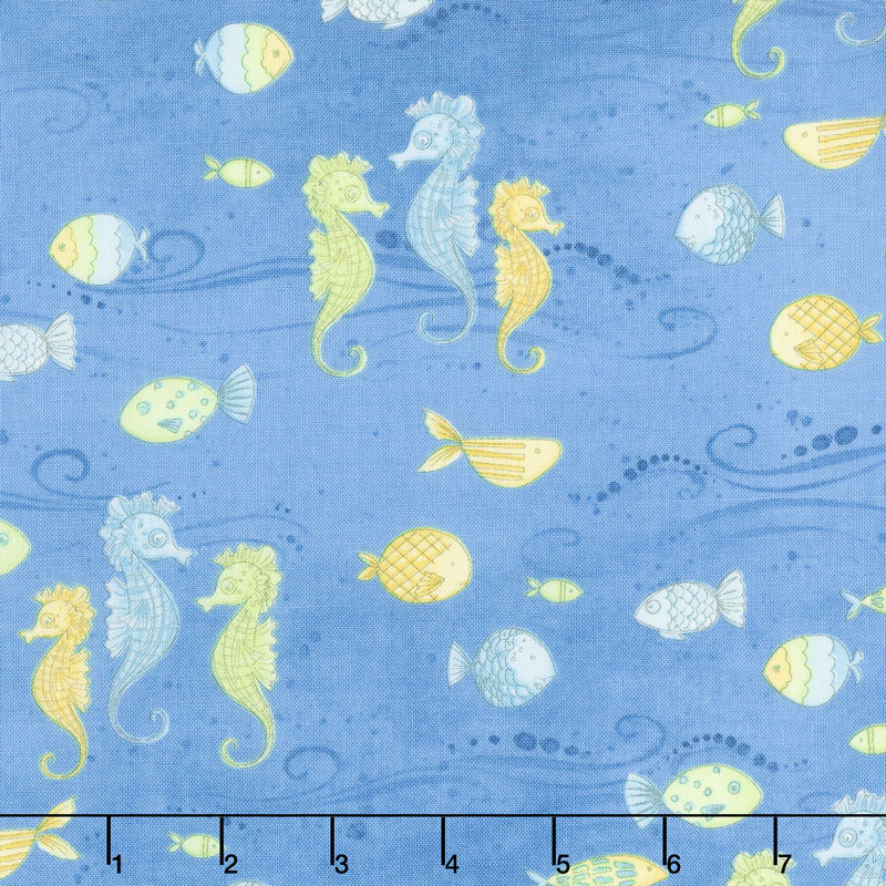 Water Wishes - Fish Blue Green Yardage
