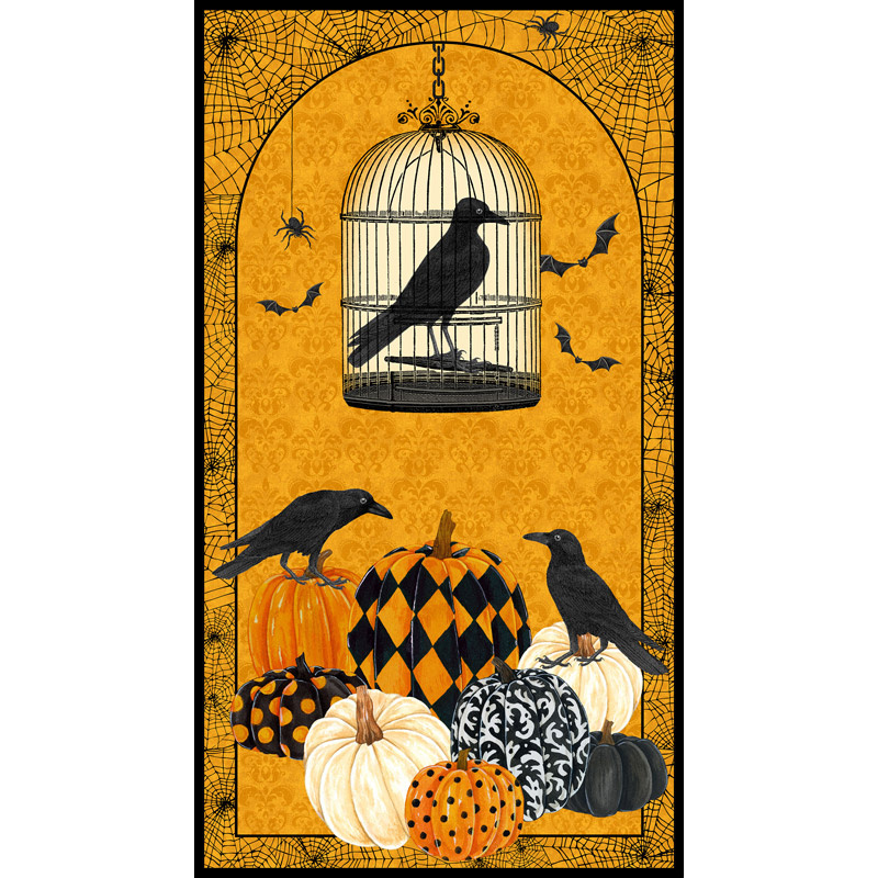 Raven's Claw - Birds and Cage Orange Digitally Printed Panel