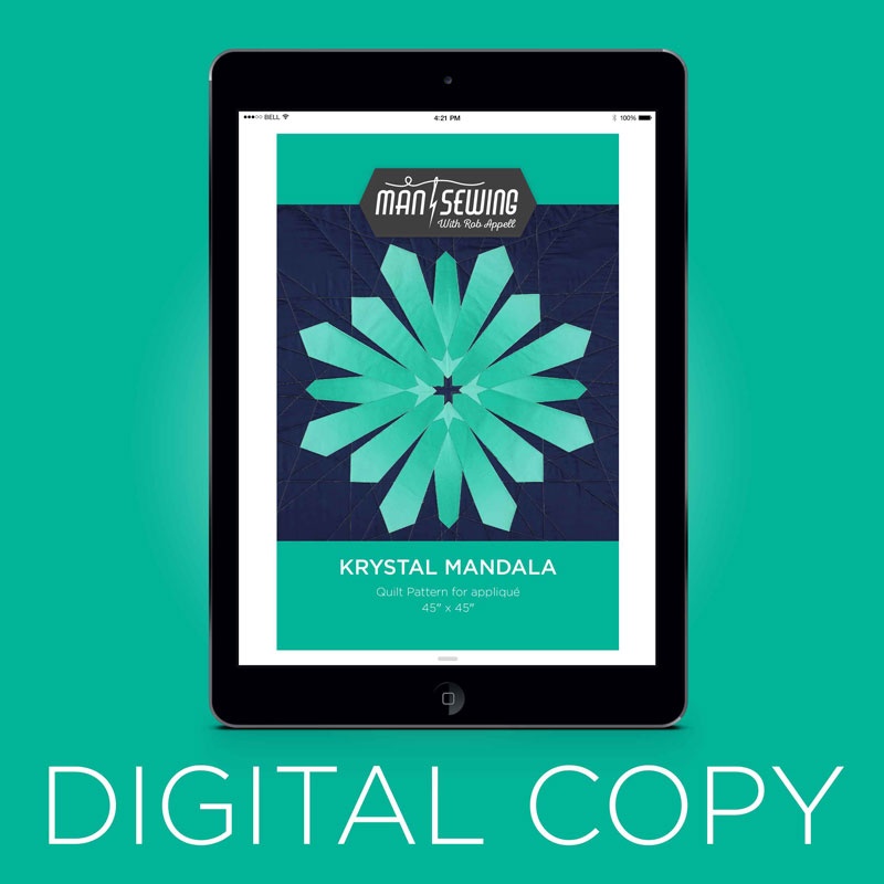Digital Download - Man Sewing Krystal Mandala Quilt Pattern by Rob Appell