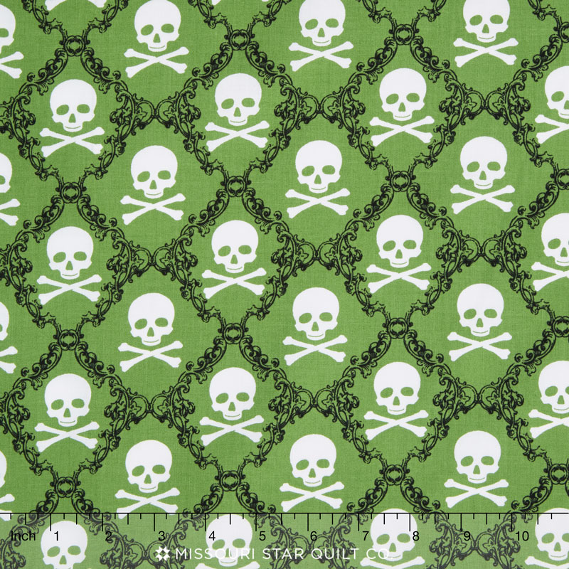 Raven - Skull and Crossbones Green Yardage