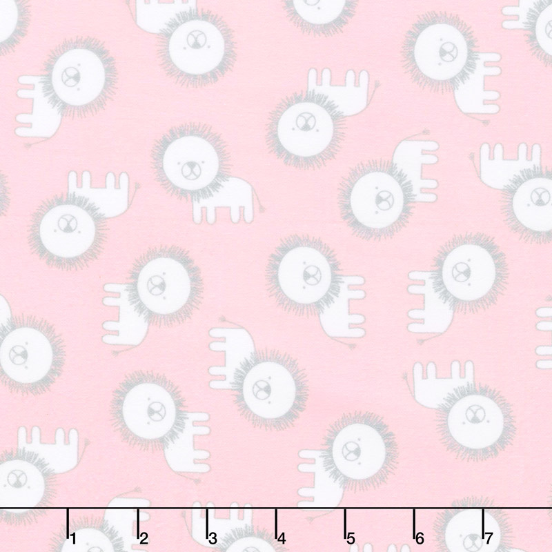 Penned Pals Flannel - Pink Colorstory Lions Baby Pink Yardage