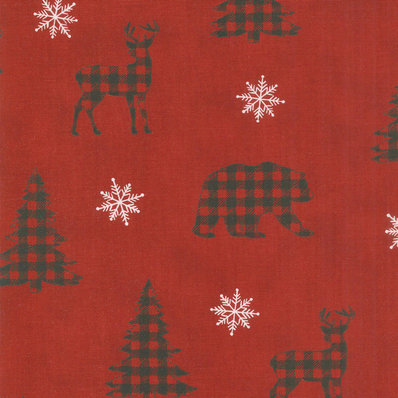 Holiday Lodge - Buffalo Plaid Forest Berry Red Yardage