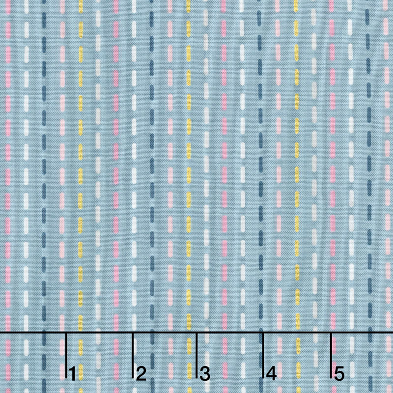 Blooms and Bobbins - Stitches Blue Metallic Yardage