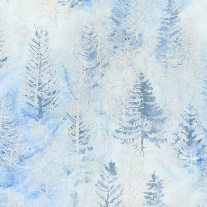 Artisan Batiks - Northwoods 8 Trees Ice Metallic Yardage