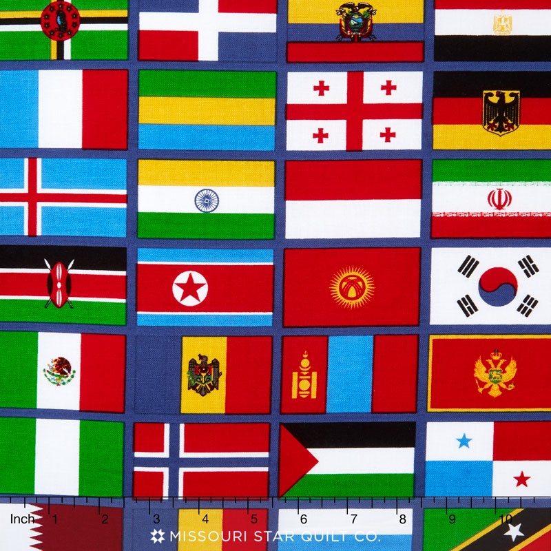 Our World - World Flag Blue Yardage