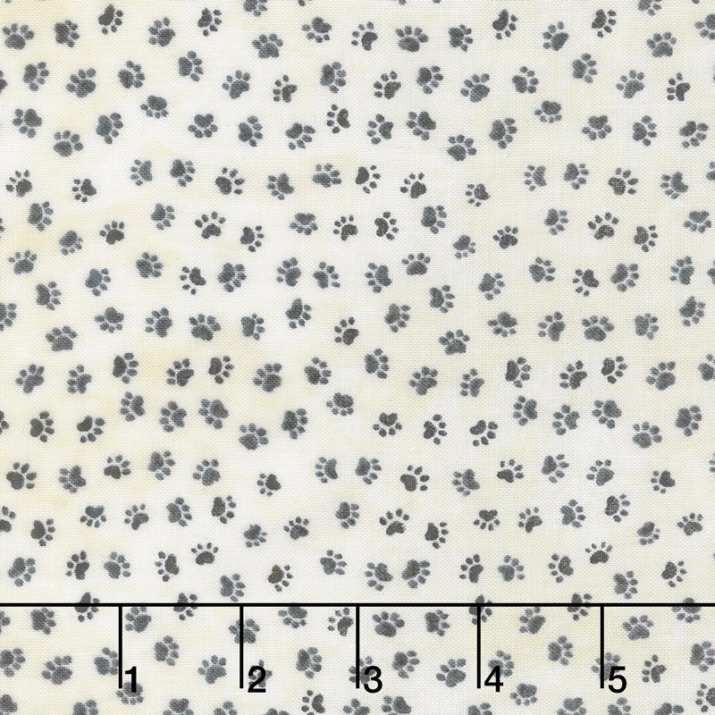 You had Me at Meow - Paws Cream Black Yardage