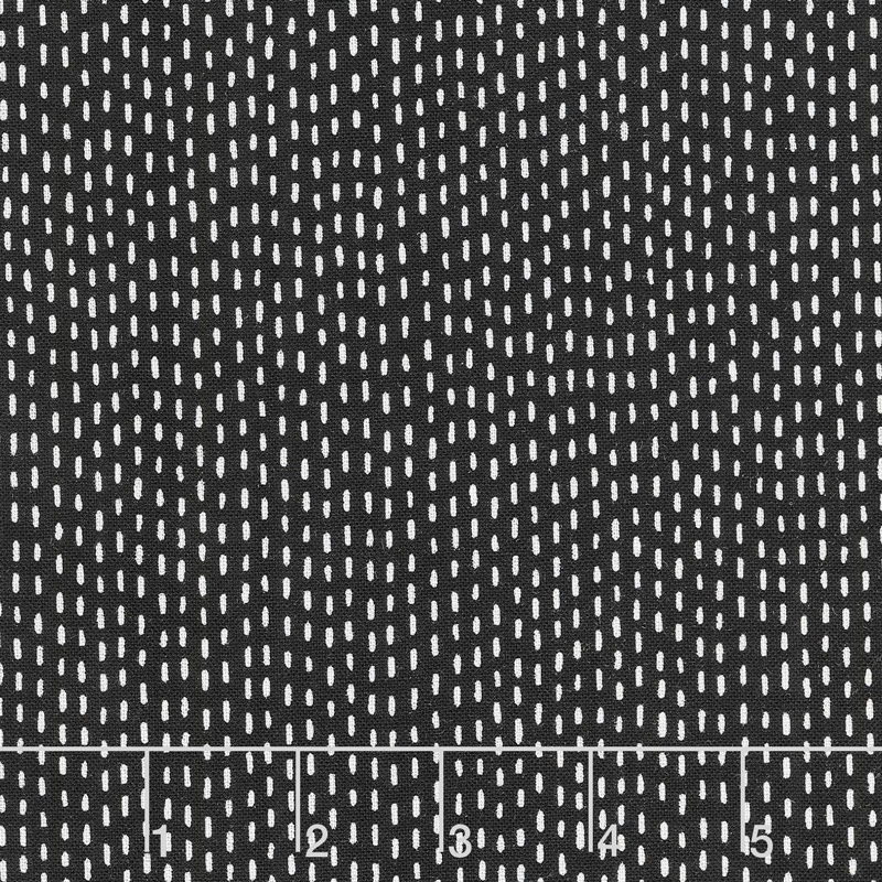 Black & White - Tiny Stitches Black Yardage