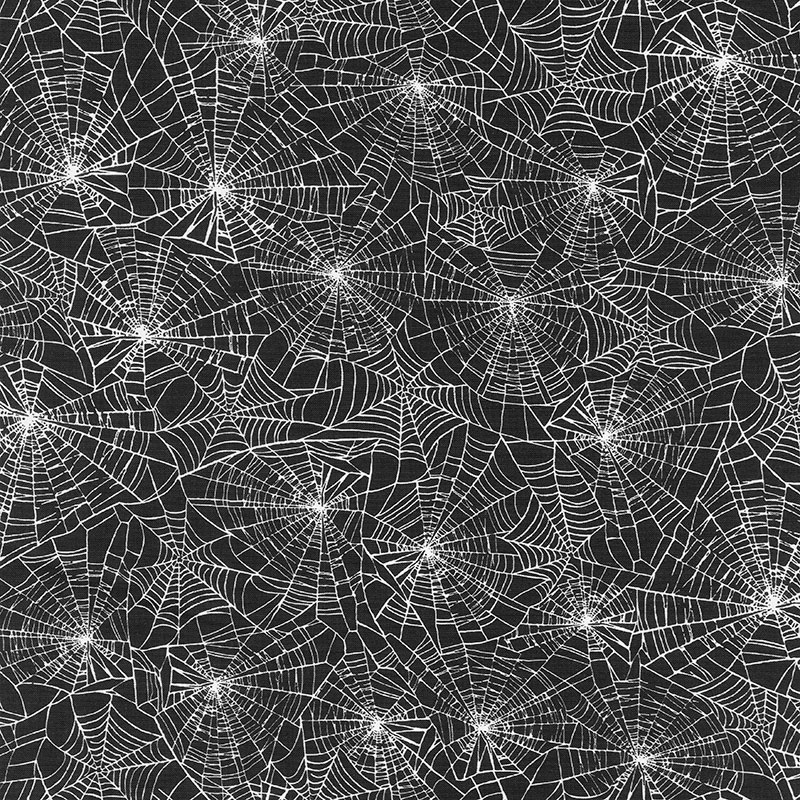 Raven Moon - Spider Web Black Digitally Printed Yardage