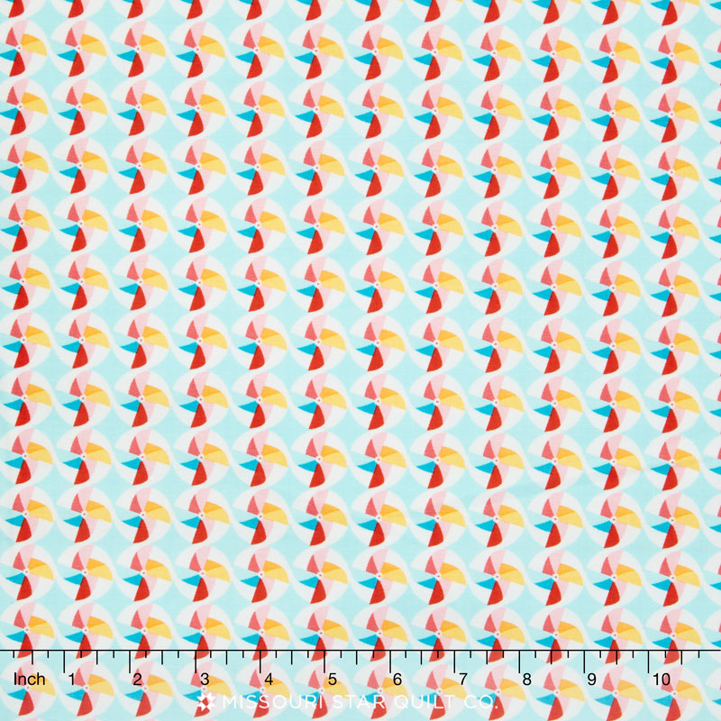 Girl Crazy - Pinwheels Blue Yardage