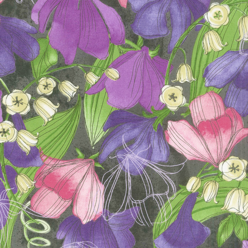 Sweet Pea & Lily - Sweet Peas Stormy Yardage