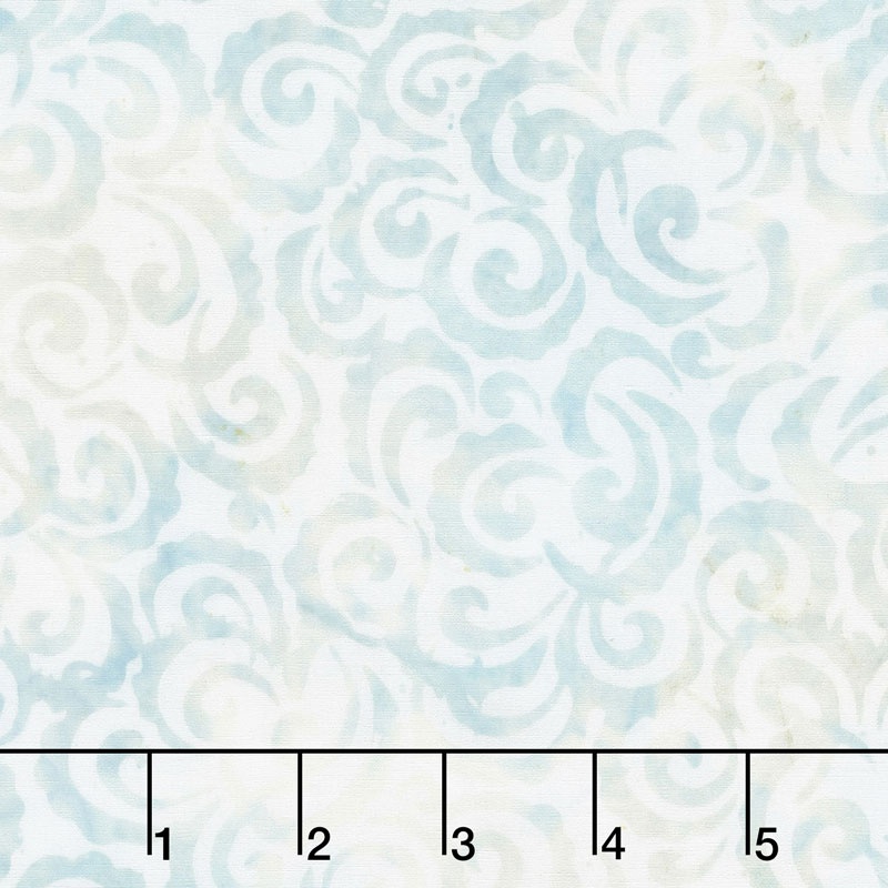 Icing on the Cake Batiks - Curlicues White/Blue Yardage