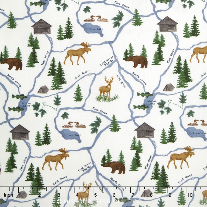 River Journey - Map Cream Yardage