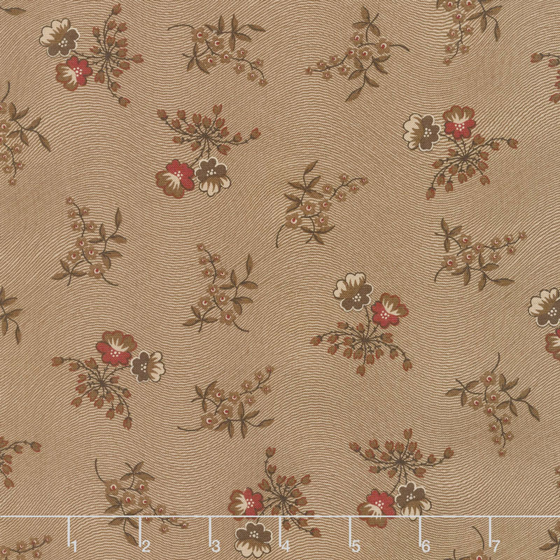 Hickory Road - Pansies Medium Brown Yardage
