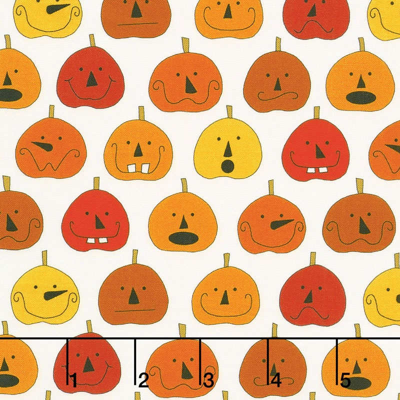 Fright Night - Pumpkins White Yardage