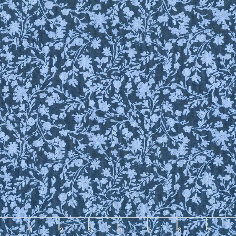 Summertime - Twined Floral Blue Yardage