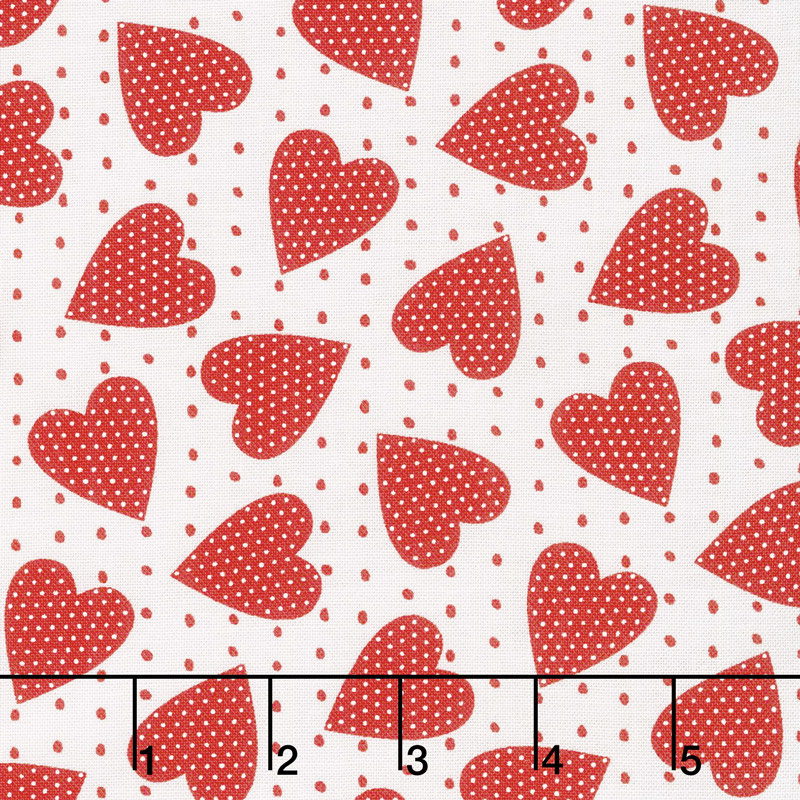 Red-iculously in Love - Heart Felt White Yardage