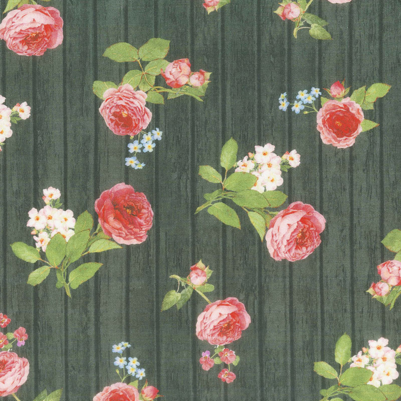 Farmhouse Rose - Wood Black Yardage