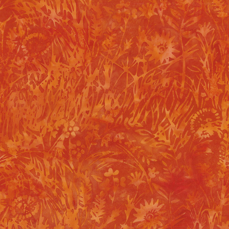 Autumn Harvest Batiks - Wildflowers Dark Flame Yardage