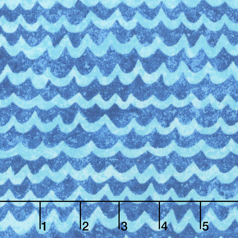 Undersea - Stonehenge Kids 3D Tonal Waves Blue Turquoise Yardage