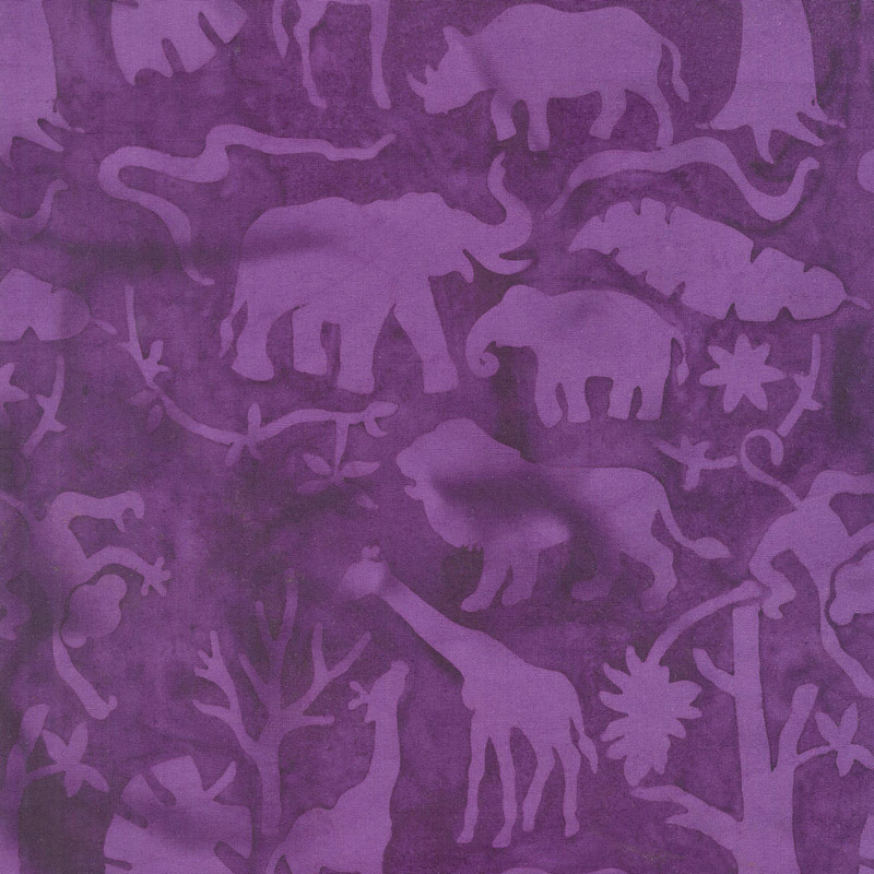 Petting Zoo Batiks - Jungle Animals Grape Juice Yardage