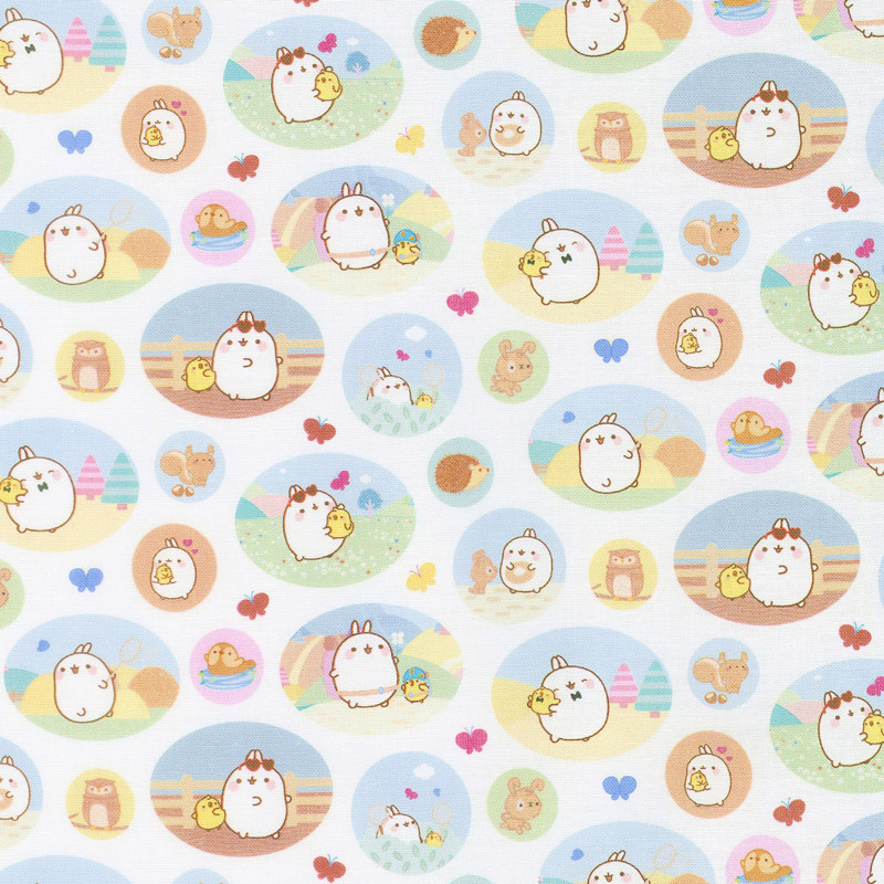 Molang - Patches White Yardage